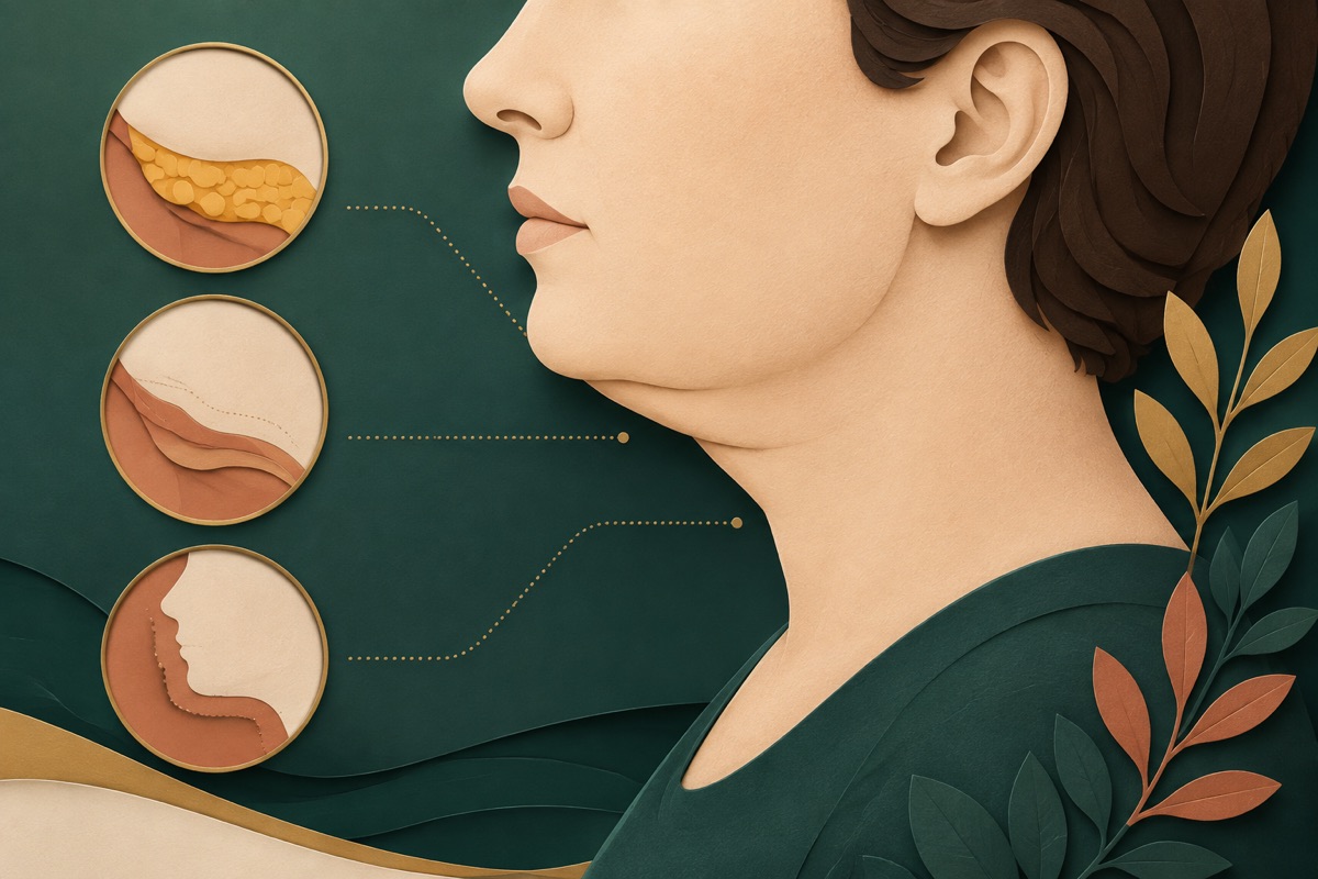 Ilustração médica sobre como diminuir a papada sem cirurgia?