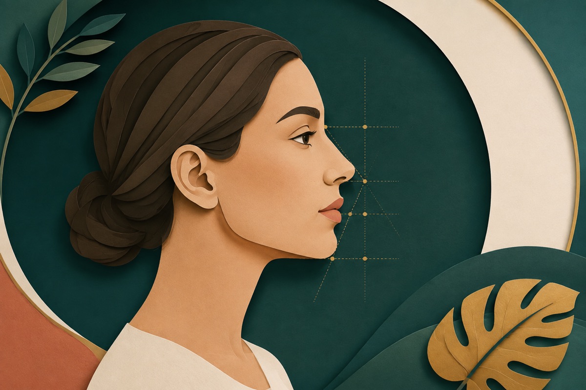 Ilustração médica sobre preenchimento de queixo
